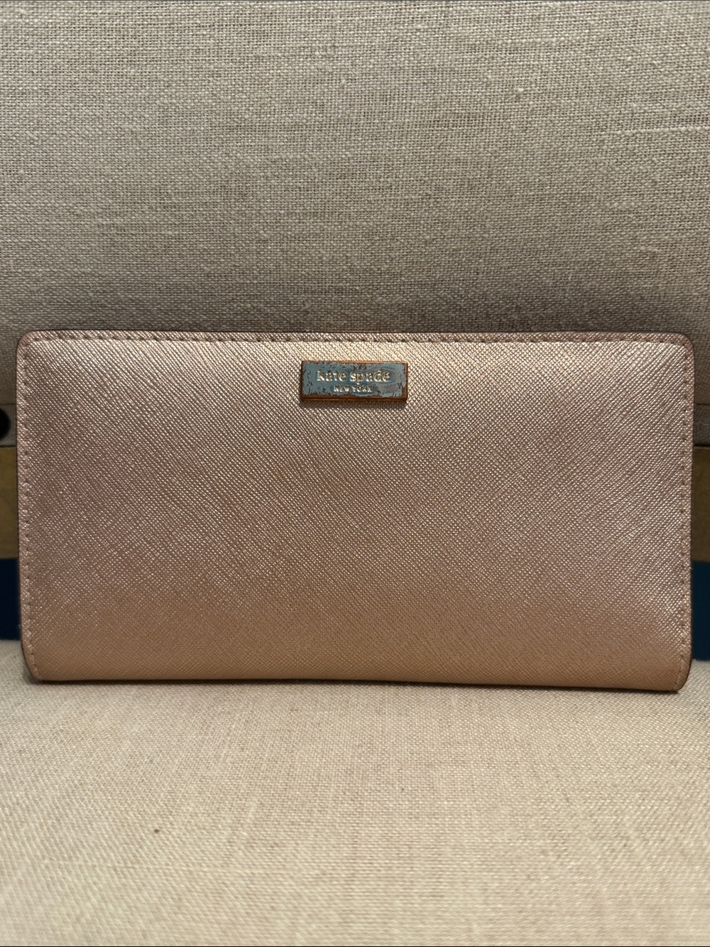 Kate Spade New York Rose Gold Saffiano Leather Slim Wallet